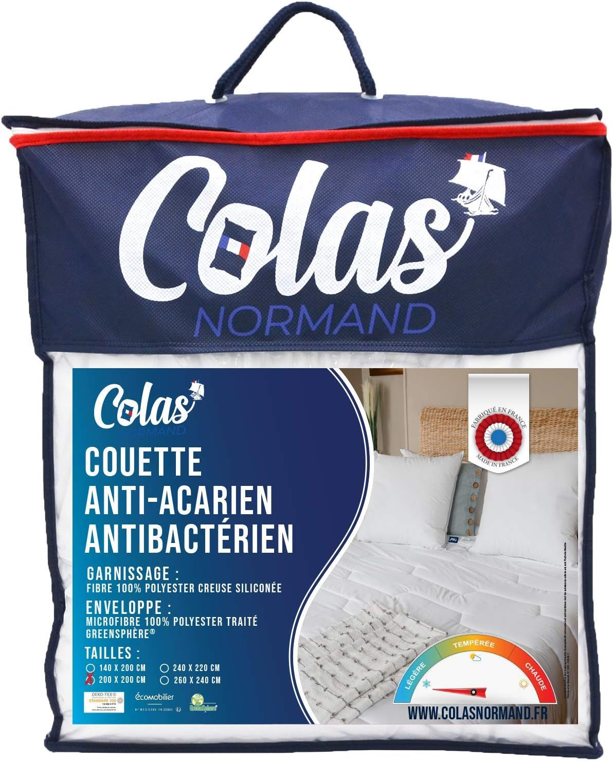 COLAS NORMAND Antiroztočová a antibakteriální přikrývka, lehká, 200 X 200 cm, dlouhotrvající účinek, dokonalá hygiena, mikrovlákno, měkká a pohodlná, omyvatelná, francouzská, bílá 53130248 Naty Shop Peřiny a přikrývky Výchozí název