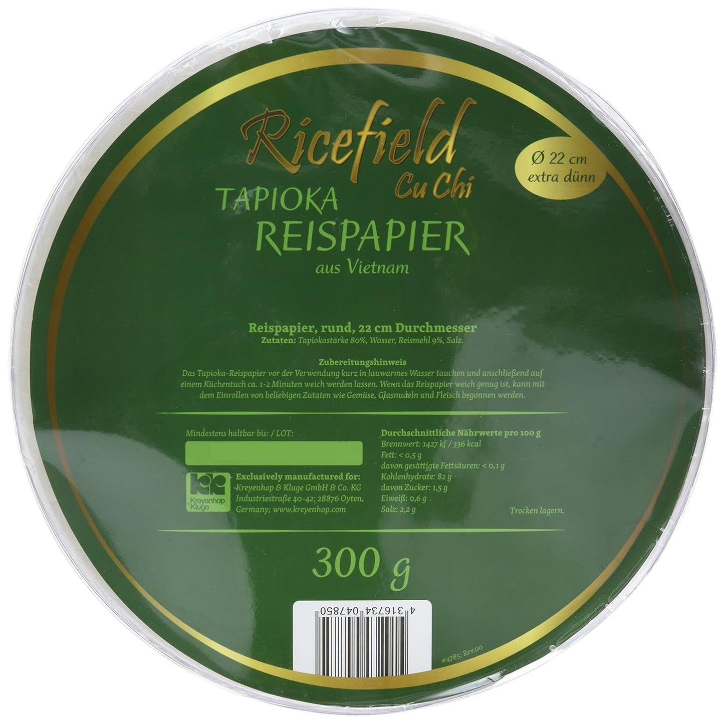 Ricefield Tapiokový rýžový papír kulatý 22cm Premium Quality 300g