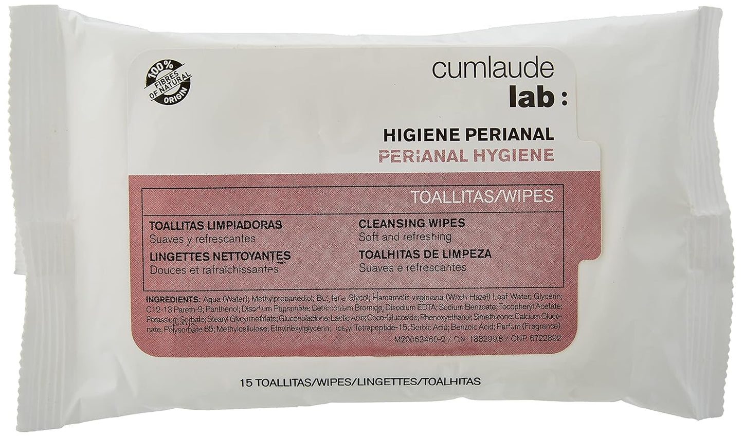 Lab - Perianal Wipes, Vlhčené čisticí ubrousky pro perianální hygienu, Provitamin B5, hydratační, hypoalergenní, bez parabenů a alkoholu, dermatologicky testováno - 15 kusů