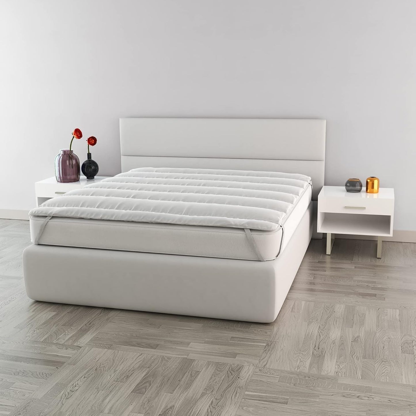 Italské povlečení Elegantní prošívaný topper, bílý, dvojité přikrývky a přikrývky Naty Shop 160X195