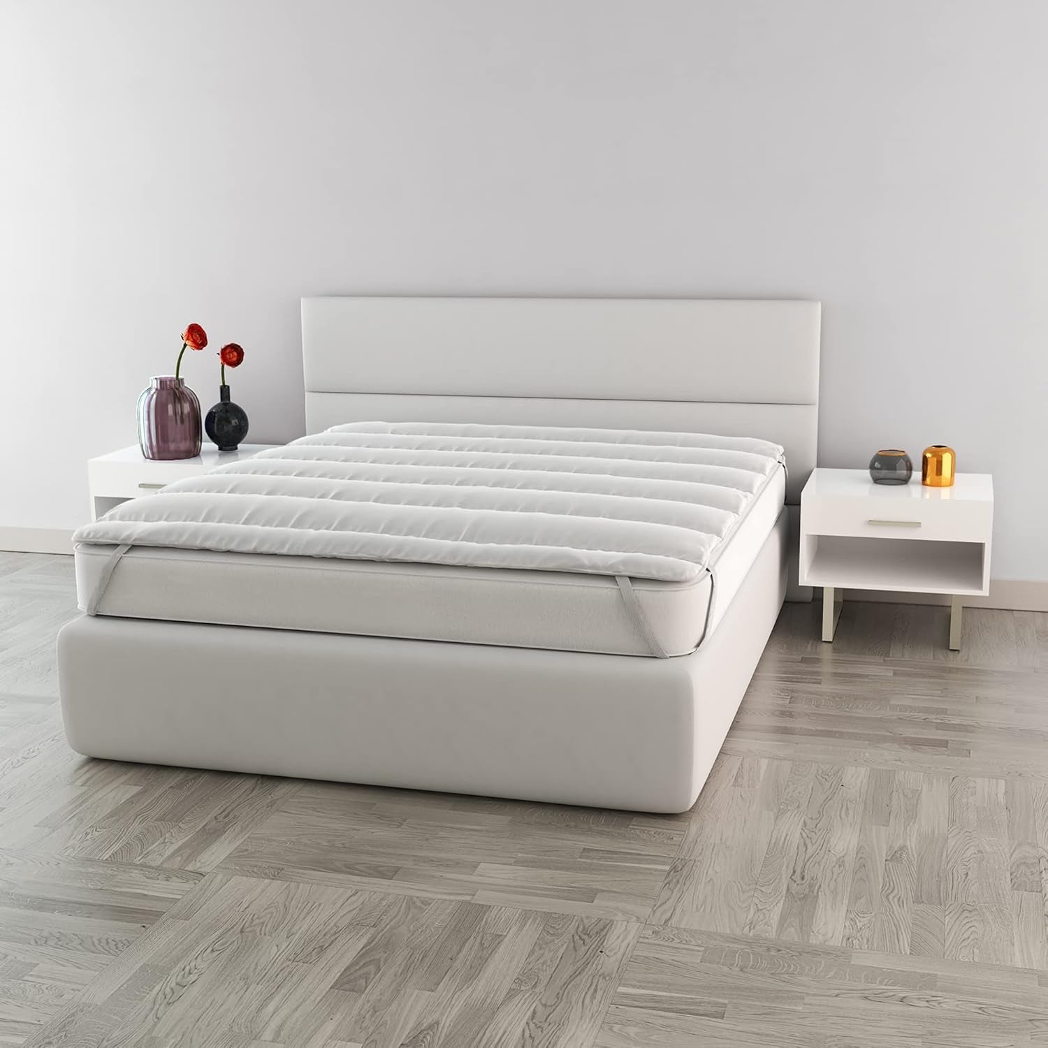 Italské povlečení Elegantní prošívaný topper, bílý, dvojité přikrývky a přikrývky Naty Shop 160X195