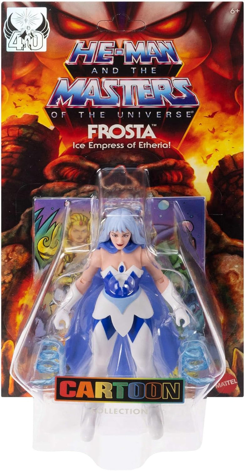 Masters of the Universe Origins Kolekce akční figurky Cartoon Frosta, asi 14 cm vysoká, z televizního seriálu z 80. let minulého století, princezna moci s ledovou silou, detailní design a plášť, akční figurky JBM87 Naty Shop