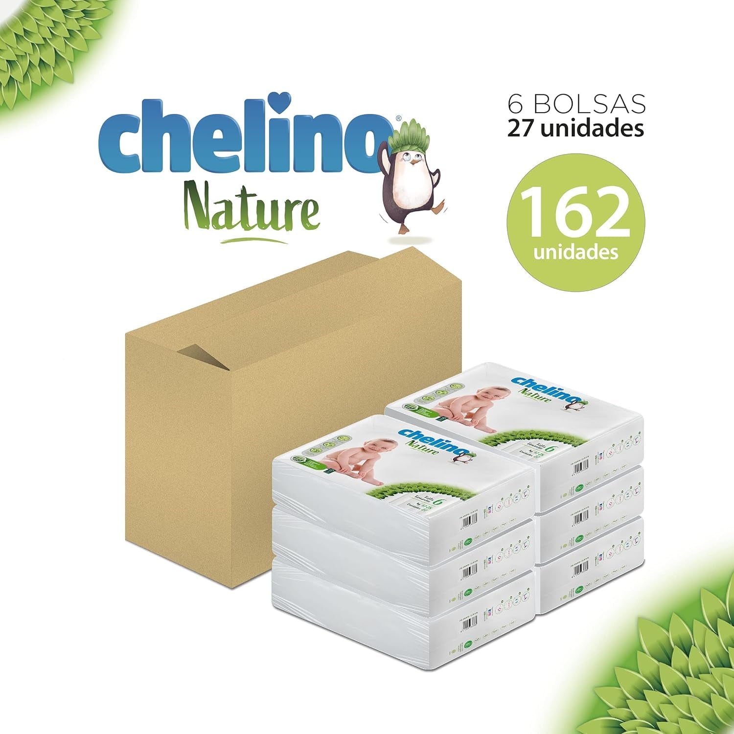 Dětská plenka Nature, velikost 6 (17-28 kg), 162 plen