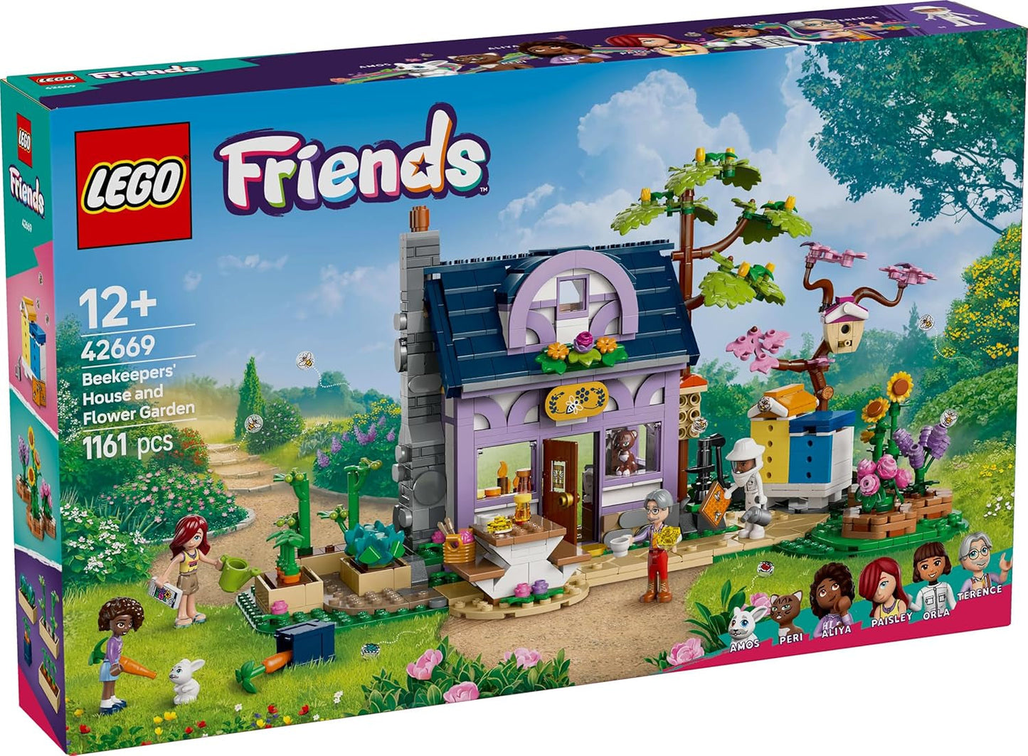 LEGO Friends Dům a květinová zahrada Včelař Stavebnice Příroda Hrací sada Dárek pro dívky 12+ Sada sestavitelných modelů 4 minifigurky a figurky zvířat Kočka a králík 42669 Stavebnice Besuche den LEGO-Store