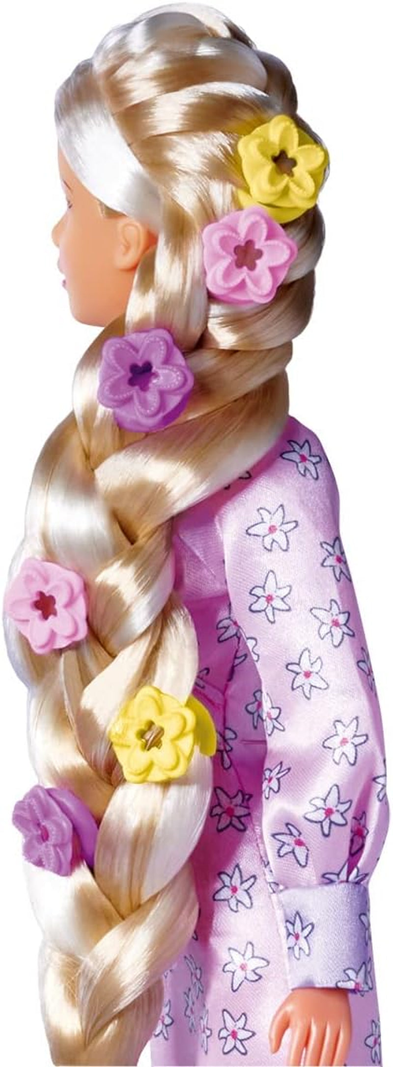 Simba 105733640 - Steffi Love Flower Hair, panenka s extra dlouhými vlasy, obsahuje 6 spon, doplněk do copu a hřeben, 29 cm, věk 3+