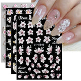 JMEOWIO 3D Nálepka na nehty Frühling Blume Nálepka na nehty Selbstklebend Nagelaufkleber 5D Stereoskopisch Buntes Letní Blumen Dekorace Nageldesign Zubehör 4 Blatt