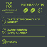 Martermühle Mexiko Bio Espressobohnen entkoffeiniert 1kg mittelkräftig I Arabica I Příchuť: Nugát, Zartbitterschokolade I Ganze Bio Espresso-Bohnen schonend geröstet, säurearm