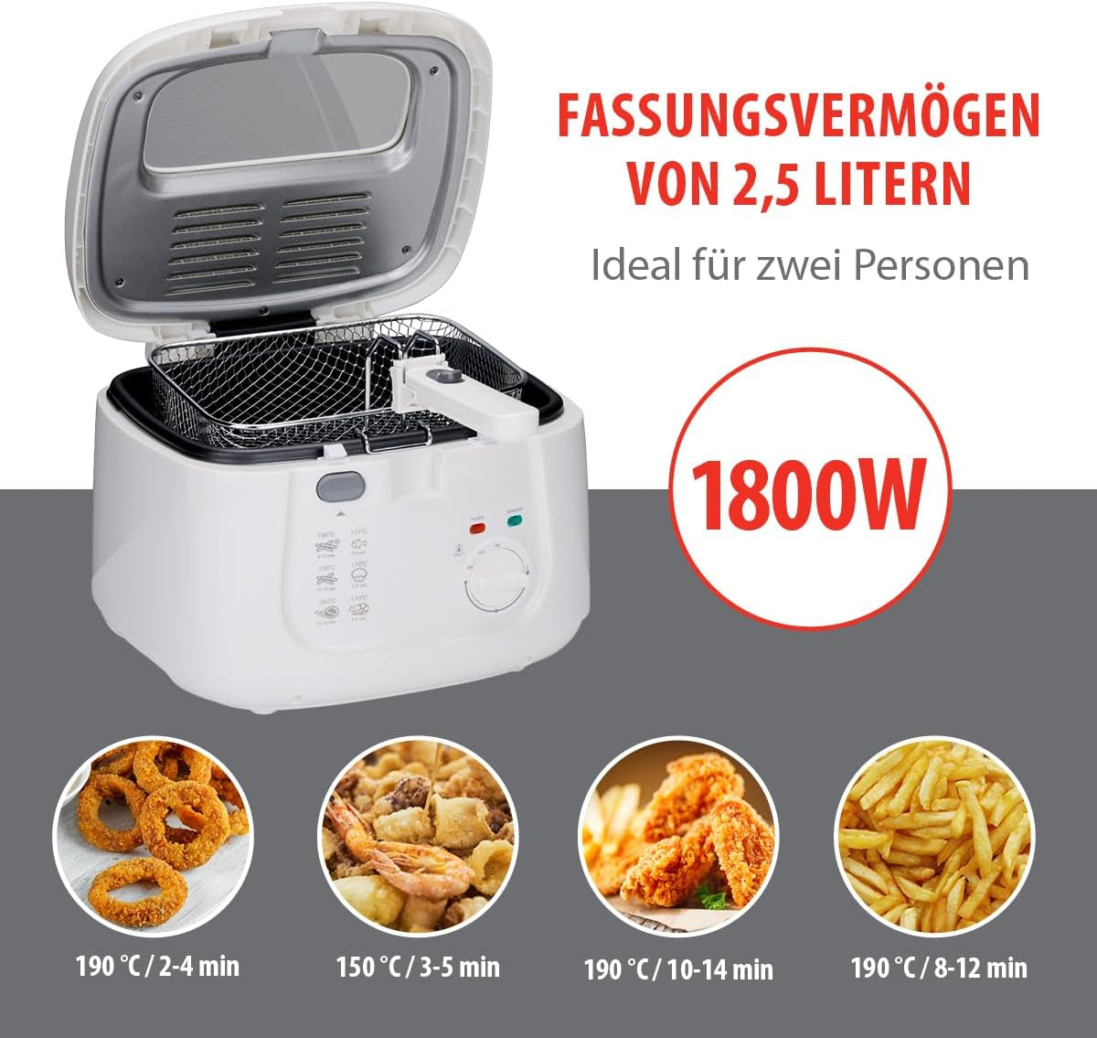 Fritéza Alpina 2,5 l DF-165, 1800 W - Nastavitelná teplota až 190 °C Spotřebiče Naty Shop