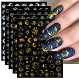 JMEOWIO Nálepka na nehty Mond Stern Sonne 10 Blatt Nálepka na nehty Selbtklebend Nagelaufkleber Bunt Dekoration Nageldesign Zubehör
