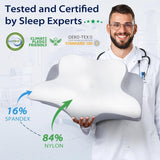 Polštář na krk HOMCA, Ergonomický polštář z paměťové pěny 3D chladicí povlak na polštář pro polohu na zádech, na boku nebo na břiše, 62 X 41 X 9,5/12,5 cm Krční ortopedické polštáře Naty Shop