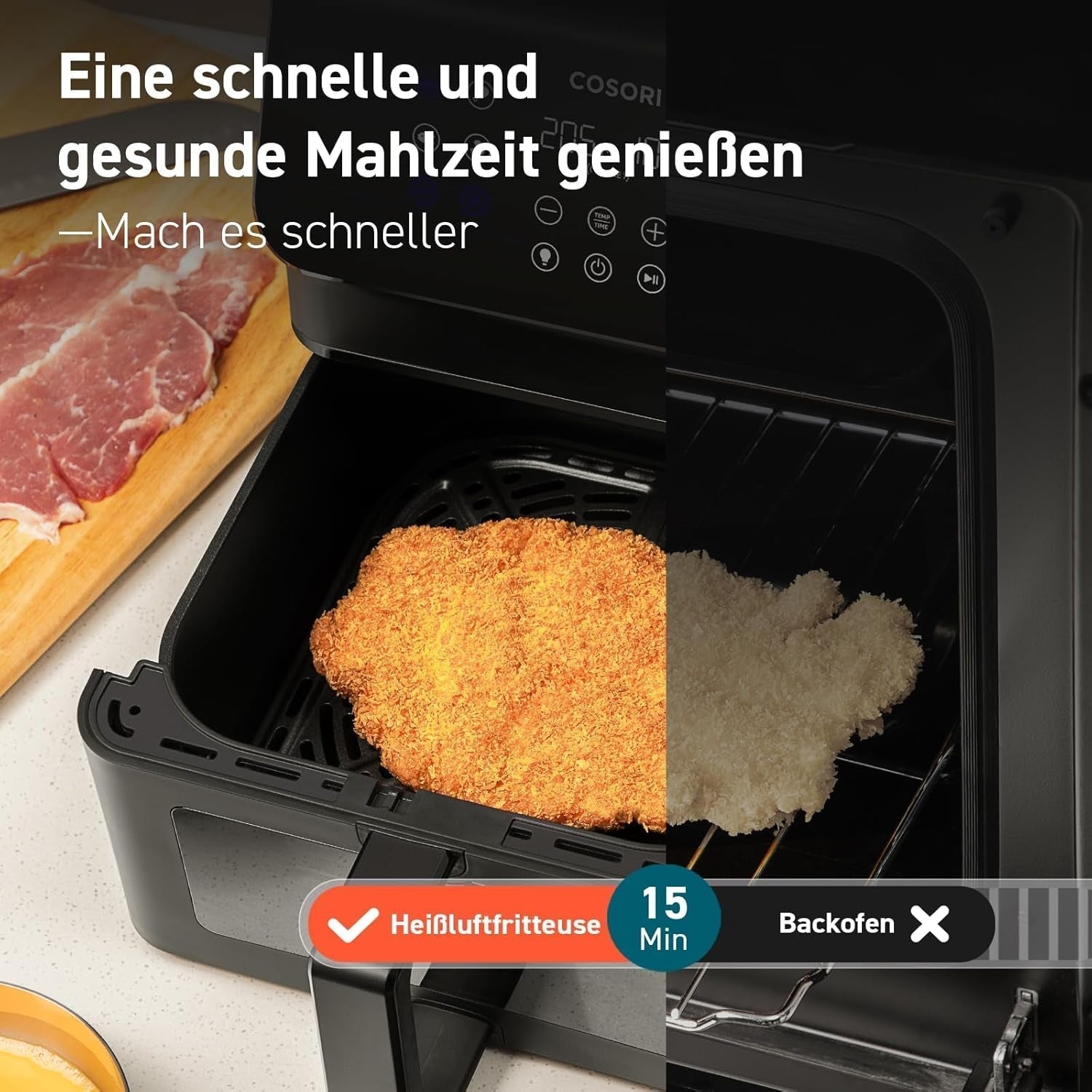 Horkovzdušná fritéza COSORI, vzduchová fritéza 12 v 1 XXL 6,2 l, horkovzdušná fritéza s okénkem a připomínkou míchání, 80 receptů Domácí spotřebiče Naty Shop