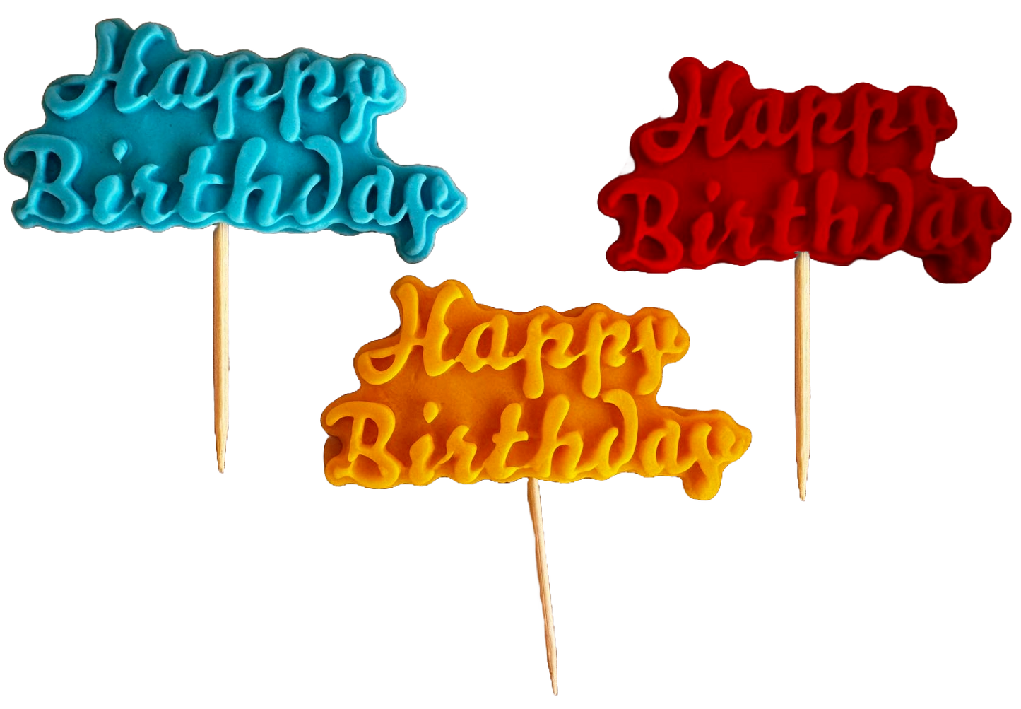 Sada 3 jedlých ozdob z cukrové pasty, Dekorace z cukrové pasty Happy Birthday Naty Shop