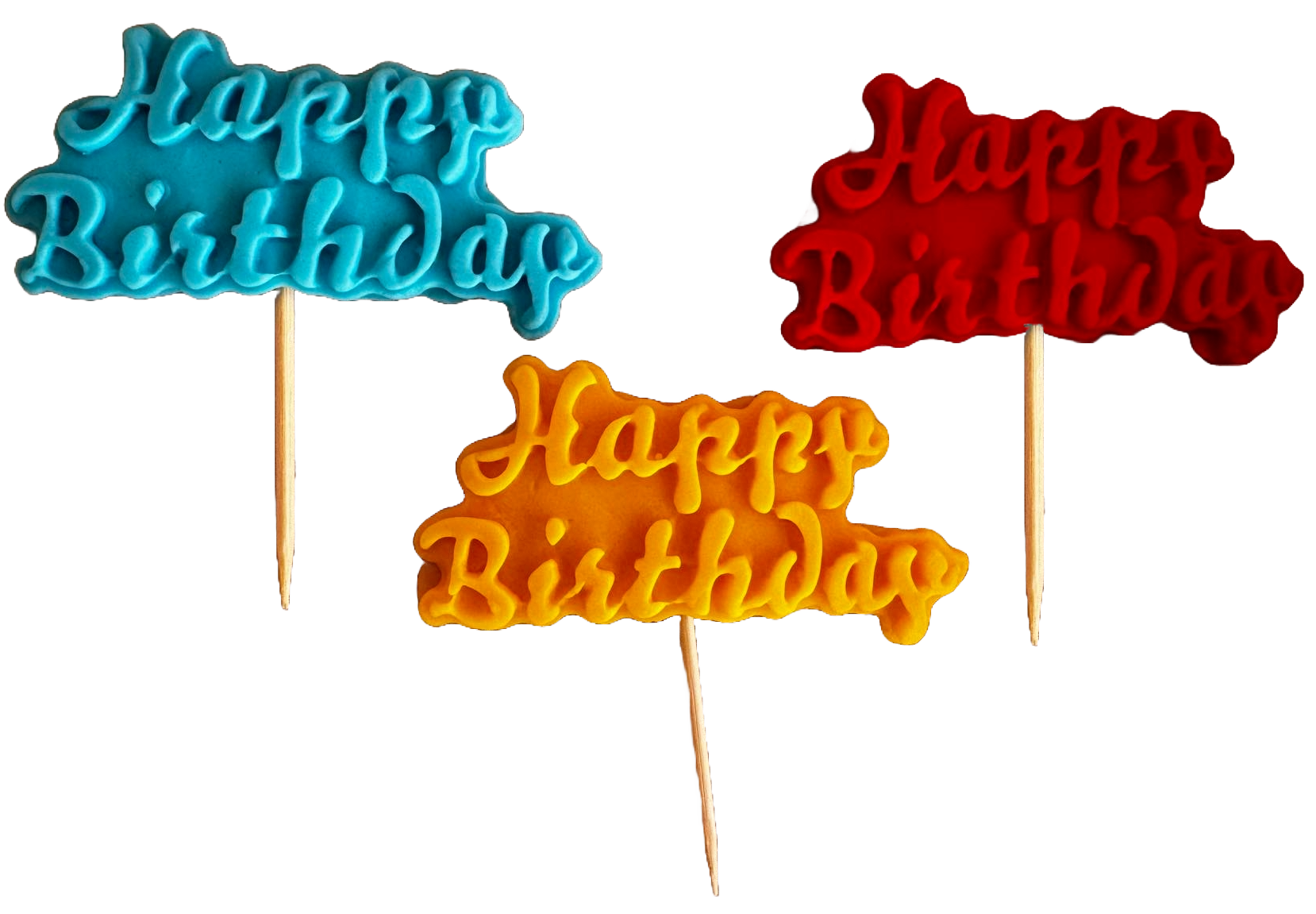 Sada 3 jedlých ozdob z cukrové pasty, Dekorace z cukrové pasty Happy Birthday Naty Shop