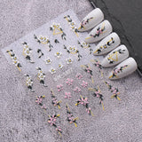 JMEOWIO 6 Blatt 3D Nagelsticker Frühlings Blume Nail Art Sticker Selbtklebend Nagelaufkleber 5D Stereoskopisch Bunte Summer Blumen Dekoration Nageldesign Zubehör