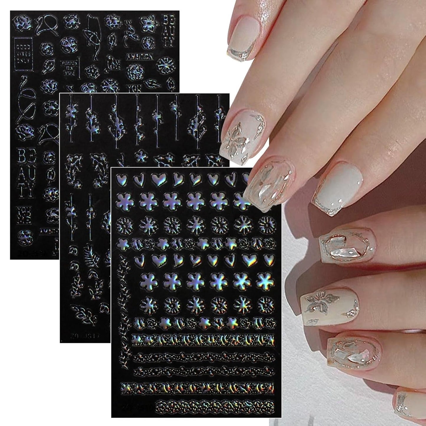 Jmeowio Nagelsticker Aurora Geometrisch 12 Blatt Nail Art Sticker Selbtklebend Nagelaufkleber Bunt Dekoration Nageldesign Zubehör