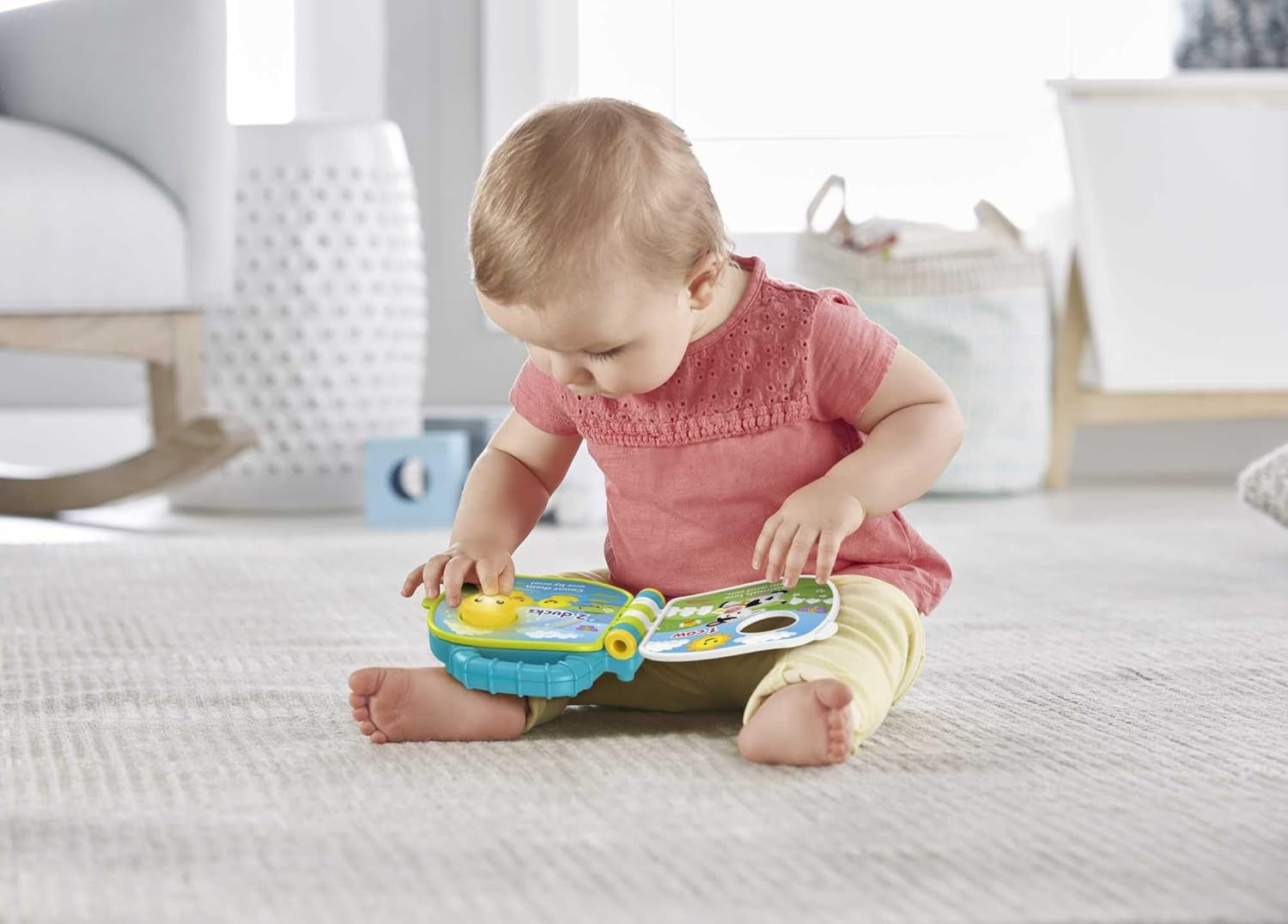 Fisher-Price Musical Animal Friends Songbook | Hračka pro miminko od 6 měsíců, 1 roku pro holčičky a kluky | Dětská hračka | Hudební kniha se zvuky a světelnými efekty | Vzdělávací hračka (německy), GFP29 Jucarii Bebe Naty Shop