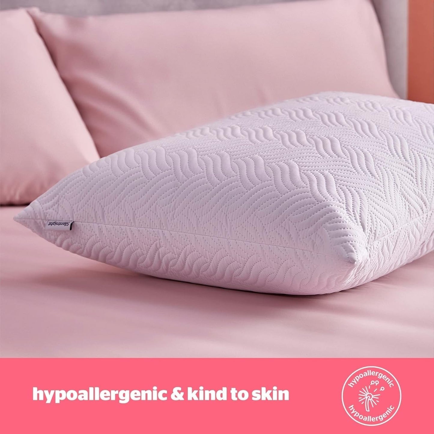 Polštář Silentnight Ultimate – měkký a podpůrný polštář na postel s luxusním prošívaným potahem Pinsonic Soft Touch, lze prát v pračce a je hypoalergenní pro zadní a boční spáče, 1ks standardních polštářů Naty Shop
