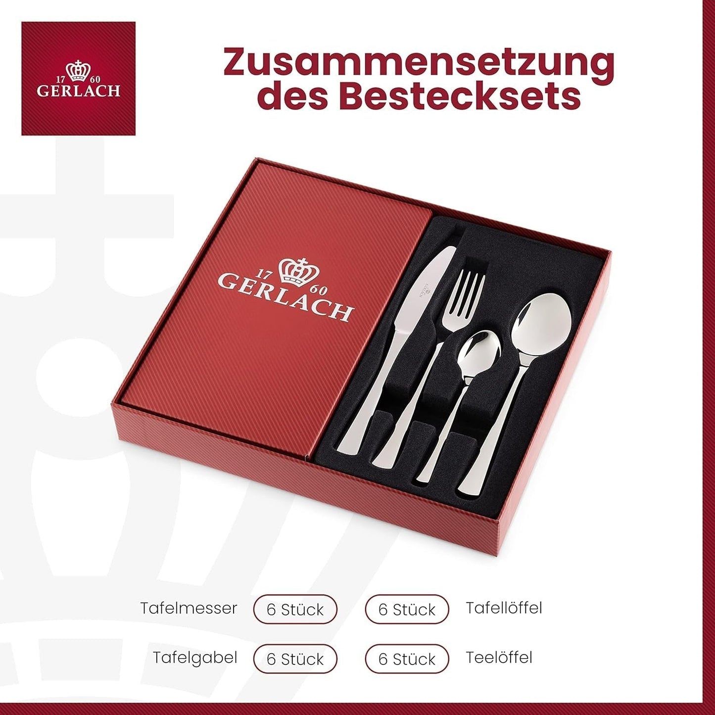 Gerlach 1760 Tunea Set, Nerezové příbory, 24 ks, 6 osob Kuchyň Naty Shop