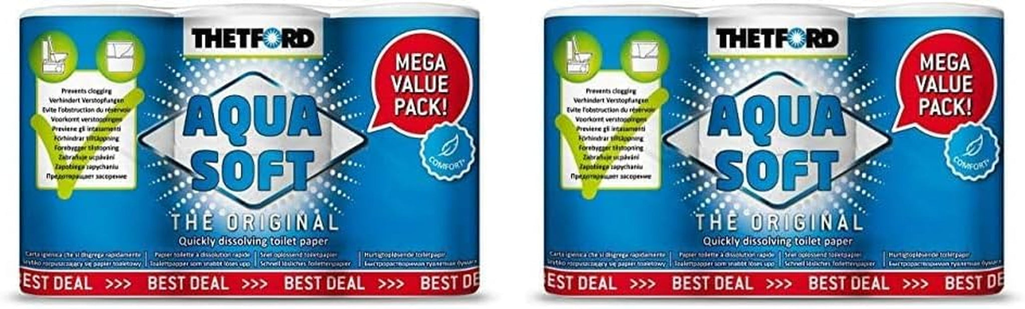Aqua měkký toaletní papír Přenosný toaletní papír 4 role/láhve Kempingové toalety Outdoor Campingový toaletní papír