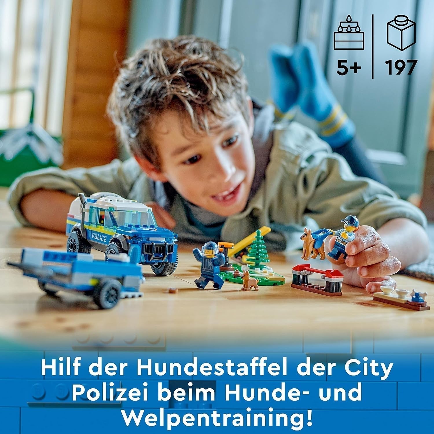 LEGO 60369 City Mobilní výcvik policejních psů, policejní auto s přívěsem, figurky psa a štěněte, sada zvířat pro děti od 5 let Stavebnice Besuche den LEGO-Store