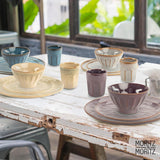 Moritz & Moritz COPA 16-tlg Geschirrset 4 Personen - Elegantes Teller Set aus hohrstandigem Steinzeug - Geschirr Set 4 Personen aus je 4x Večeře, Dessertteller, Müslischale & Kaffeebecher