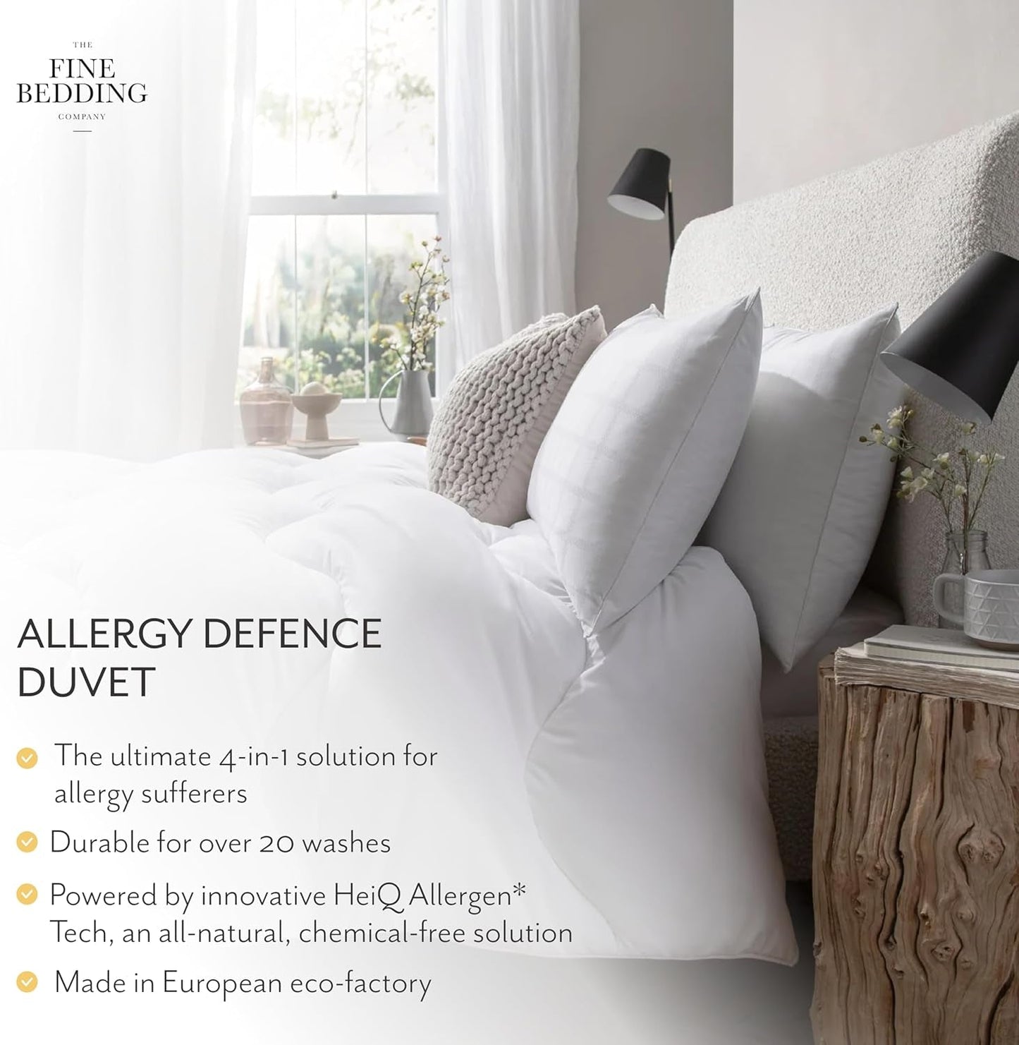 Allergy Defense Peřina, 4,5 Tog, vyrobená z recyklovaných materiálů, antialergenní a hypoalergenní, postel Super King Size Peřiny a přikrývky Naty Shop