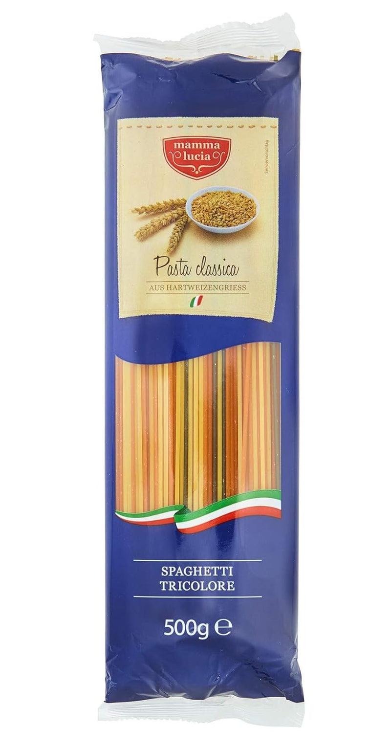 Špagety Tricolore s rajčaty a špenátem, balení 5 ks (5 x 500g)