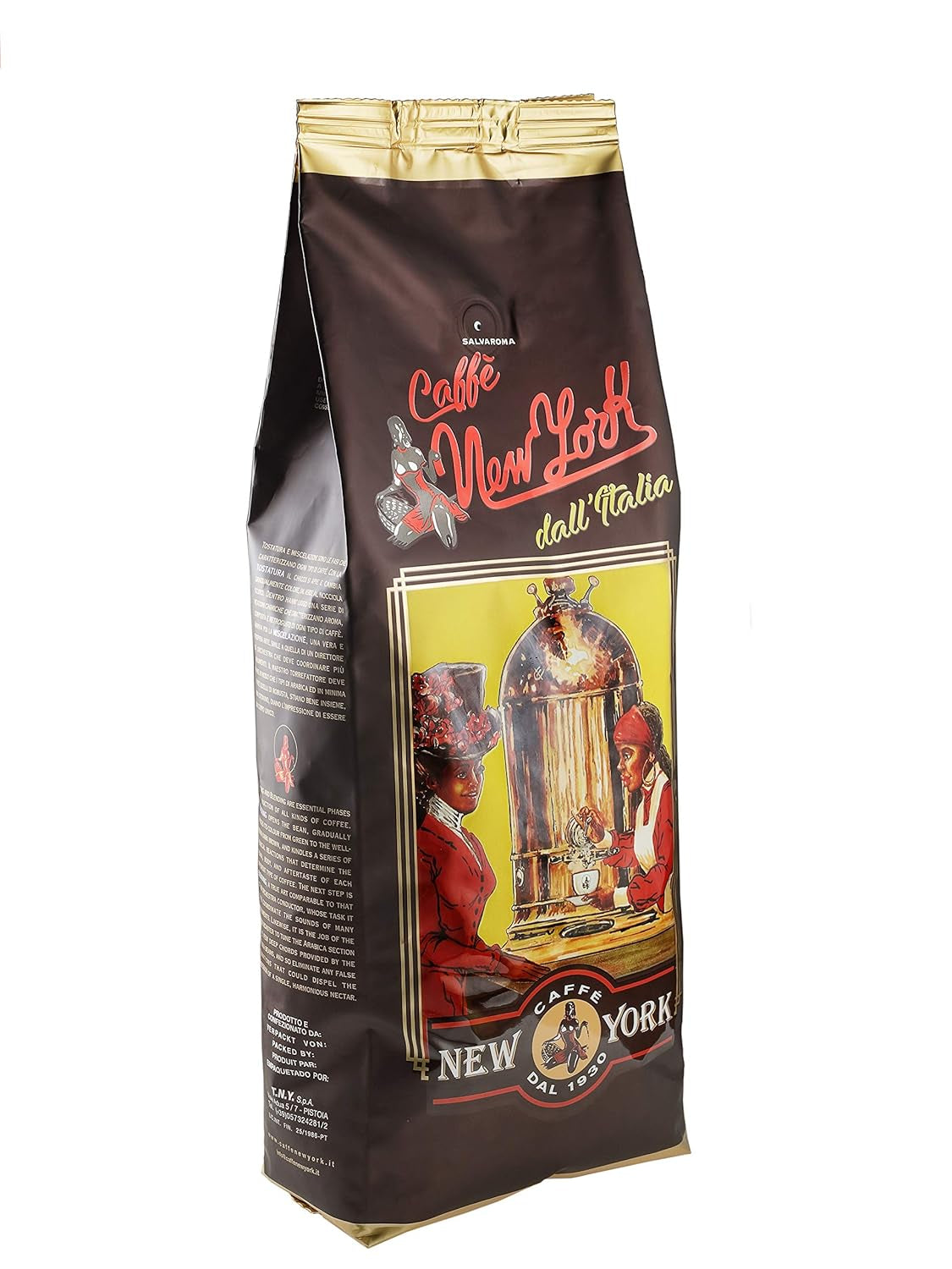 New York Coffee - EXTRA P - Kávová zrna, silná a rozhodná chuť, zrna Arabica a Robusta, k mletí, italské espresso, tyčinková směs - prémiová kvalita od roku 1930 - 1 kg, zrnka