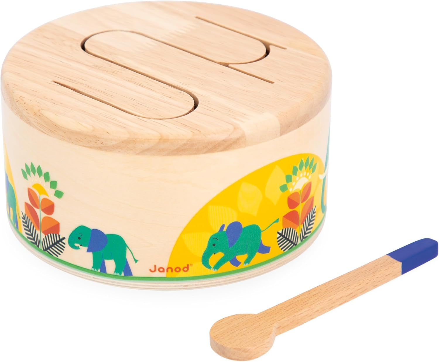 Janod - Gioia Drum - FSC dřevěný buben + buben - Hraní rolí a rané hudební vzdělání - Akvarel - Od 18 měsíců, J07650 Bebe Toys Naty Shop
