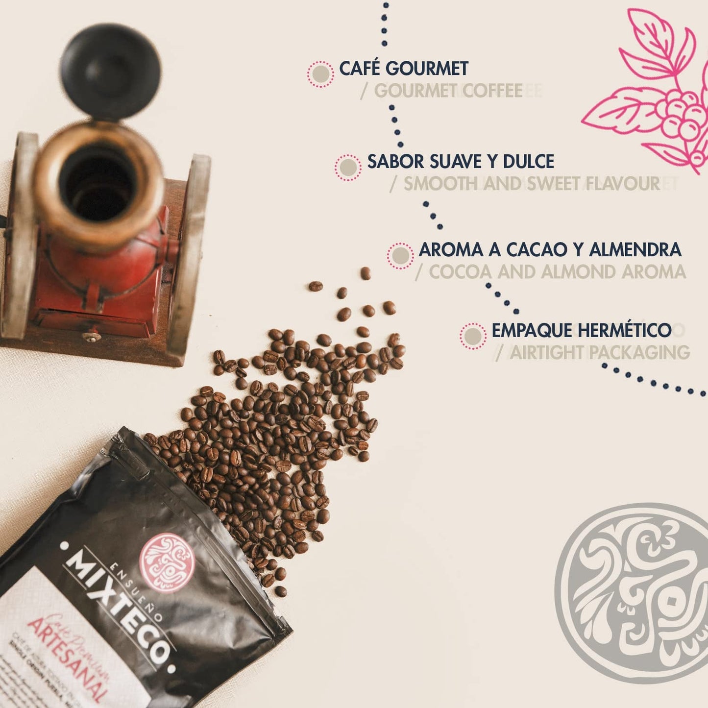 Pražená kávová zrna Arabica | 500 g s nádechem kakaa a mandlí | Z tradiční pražírny kávy | Jemná chuť