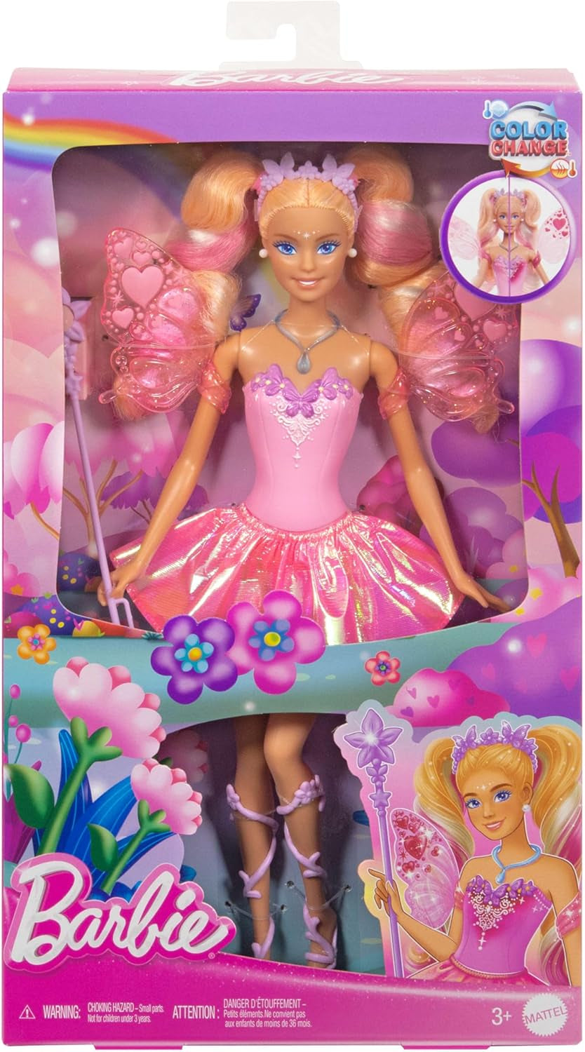 Mattel Barbie víla s hůlkou a módními doplňky, fantastický motiv s křídly a oblečením měnícím barvu, JCP76, [vícebarevné] panenky Naty Shop