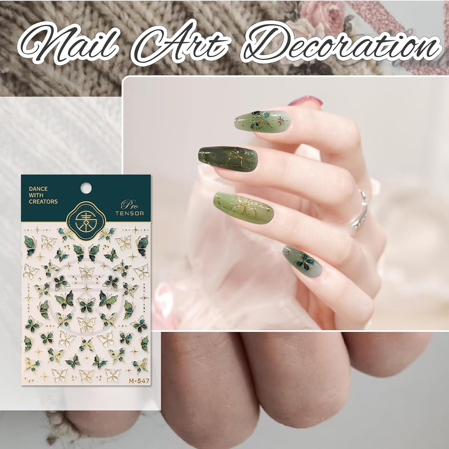 2 Blätter 5D Schmetterling Nálepka na nehty Selbstklebend, Nálepka Nagel Gold Rand, Nagel Designing Zubehör, Nail Art Stickers, Schmetterlinge Deko Nagelaufkleber, Nageltattoos