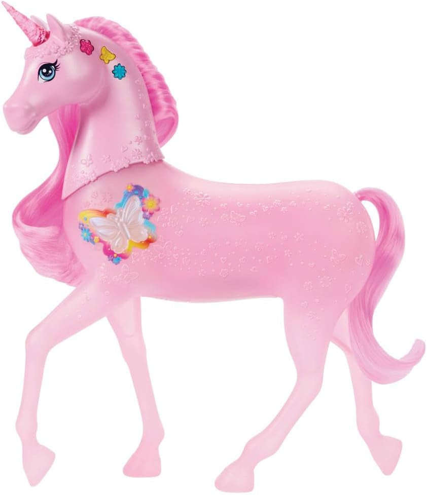 Barbie jednorožec svítící ve tmě s 20 interaktivními kombinacemi světelných, zvukových a hudebních efektů pro hru stisknutím tlačítka a hlazení hlavou, JCP78