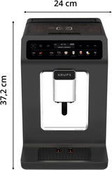 KRUPS Evidence One automatický kávovar na espresso s hadicí na mléko, cappuccino na jeden dotek, 12 speciálních nápojů, funkce 2 šálků, barevný displej, kávovar, certifikát TÜV, černá, EA895N10