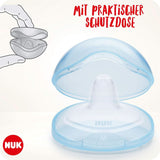 NUK Stillhütchen | Brusthütchen Zum Stillen | Schützt Vor Wunden Brustwarzen | Dünnes Silikon | Größe M (20 mm) | Včetně Schutzdose | 2 Stück Dětská výživa a doplňky ke kojení Naty Shop