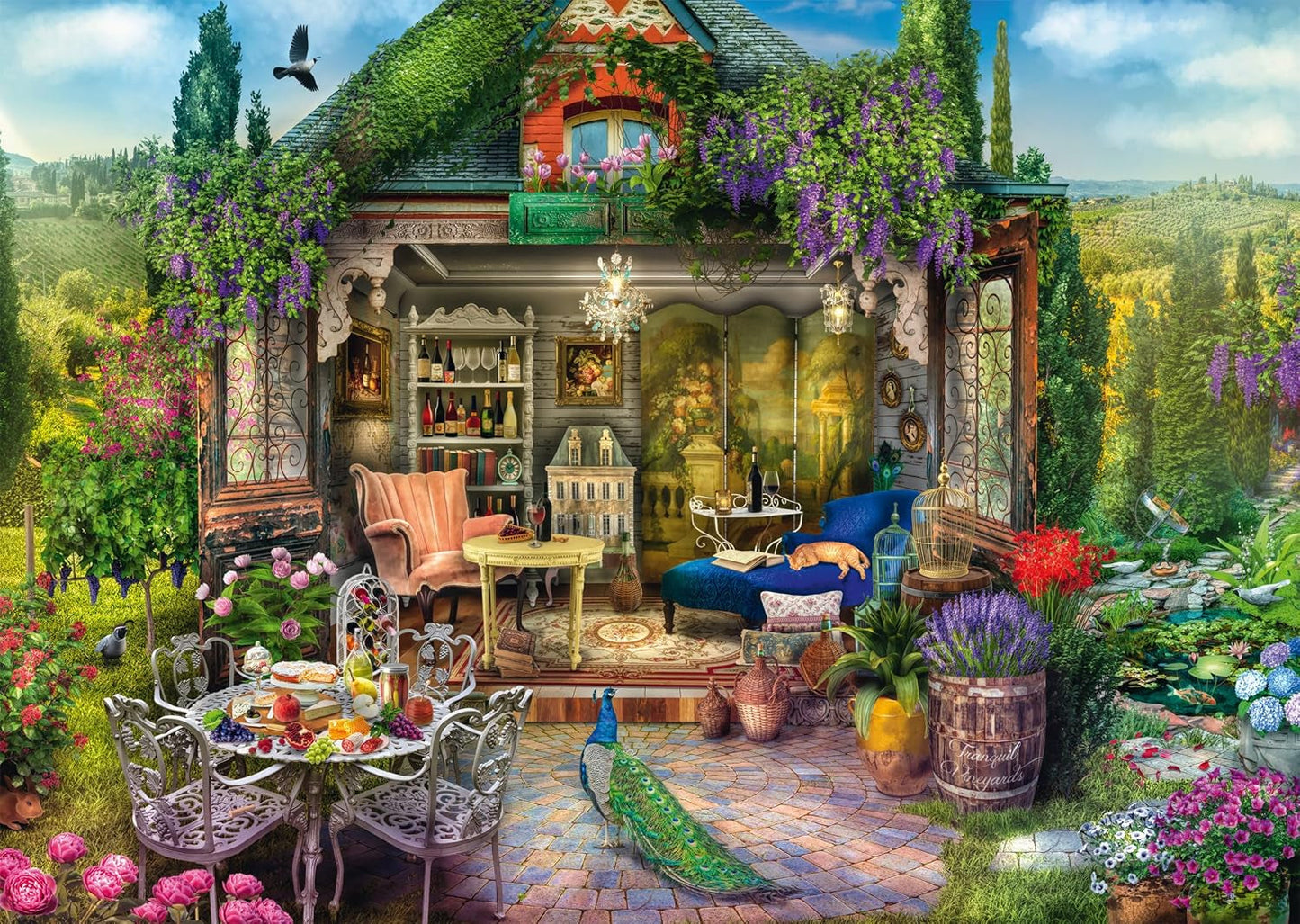 Schmidt Spiele 59794 Zahradní domek na vinicích, skládačka 1000 dílků Puzzle Naty Shop