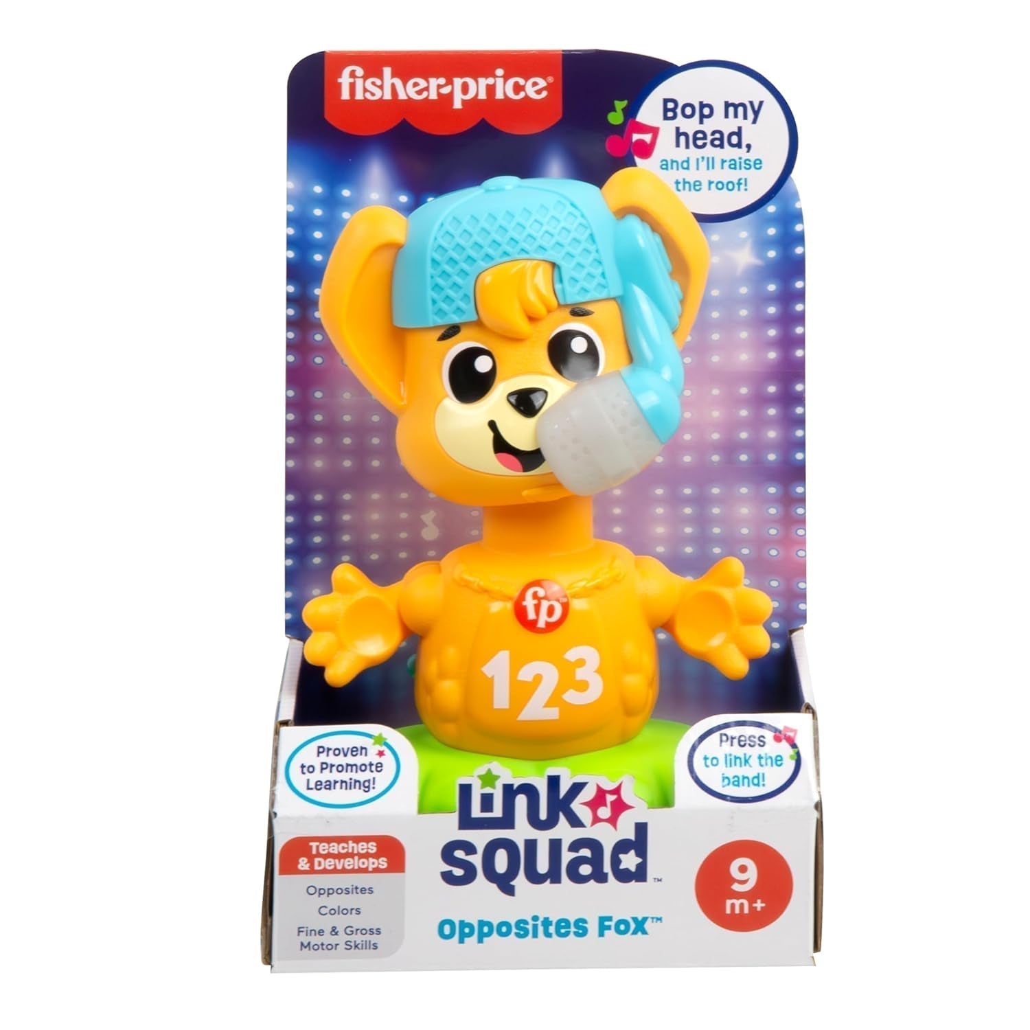 Fisher Price Animal Band Rino the Fox Učte se protiklady, Interaktivní Fox se učí pohybem, Barevná světla, písničky a zvuky, Hračka pro miminka, 9+ měsíců, HYL02 Hračky pro miminka Naty Shop