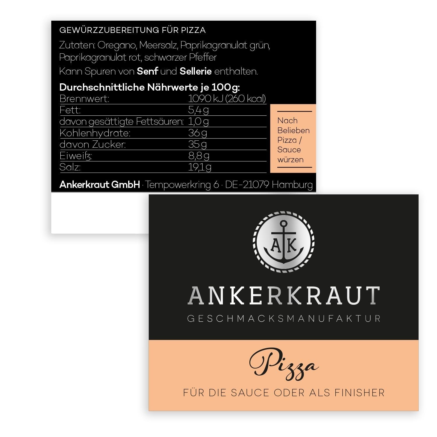 Ankerkraut Pizza, pro originální italskou chuť jako ze Steinofenu, také na těstoviny, rajčatovo-mozzarellu a mnoho dalších jídel, 45 g v korkovém skle