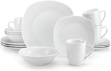 Sada nádobí MALACASA pro 4, 16dílné bílé porcelánové nádobí, moderní sada nádobí se 4 talíři, dezertními talíři, talíři a šálky Suma, řada ELISA