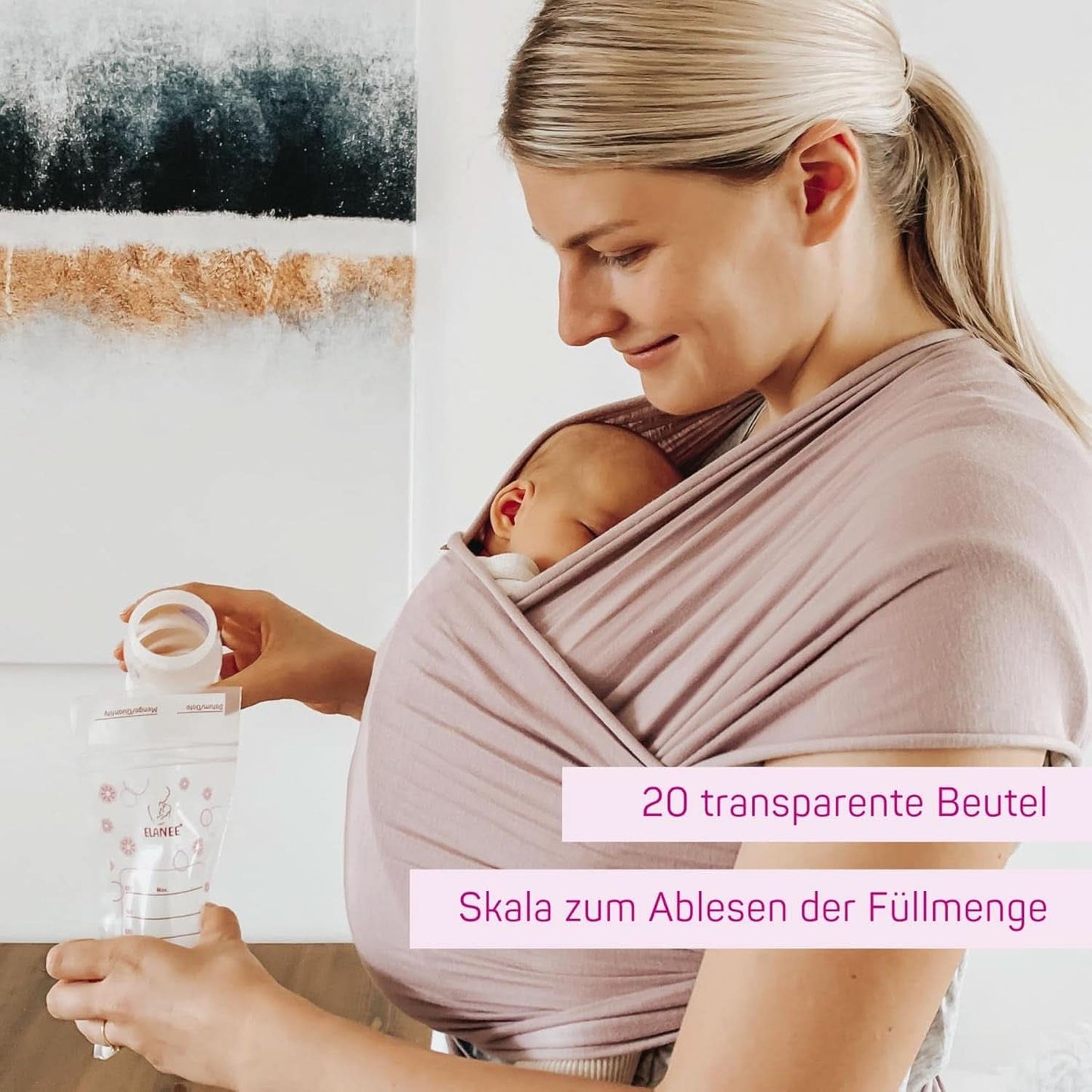 ELANEE Muttermilchbeutel, Aufbewahren & Einfrieren Von Muttermilch, Geschmackneutral Und Vorsterilisiert, Doppelter Sicherheitsverschluss, 20 Stück, Mit Standfuß (711-00) Dětská výživa a doplňky ke kojení Naty Shop