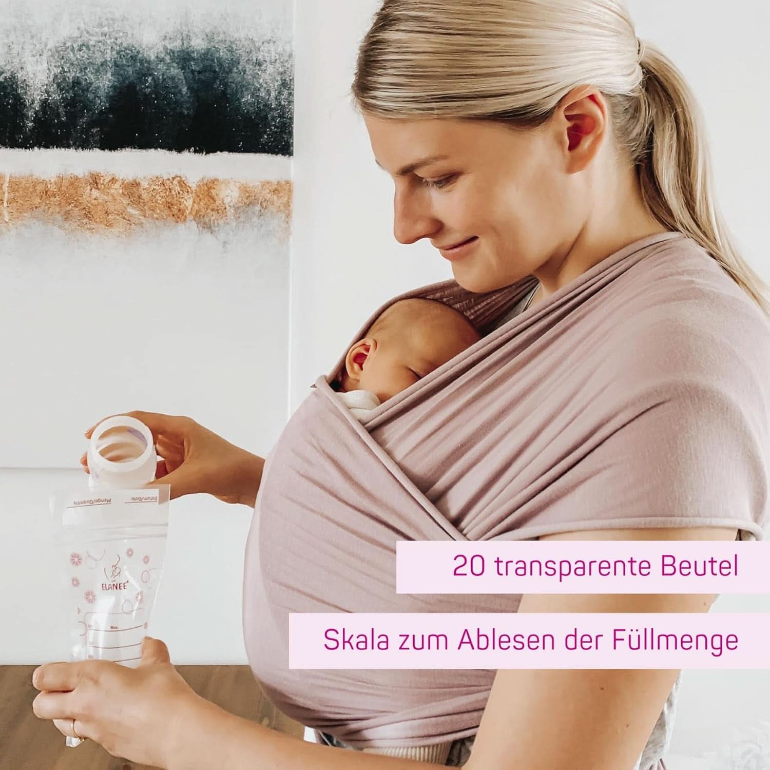 ELANEE Muttermilchbeutel, Aufbewahren & Einfrieren Von Muttermilch, Geschmackneutral Und Vorsterilisiert, Doppelter Sicherheitsverschluss, 20 Stück, Mit Standfuß (711-00) Dětská výživa a doplňky ke kojení Naty Shop