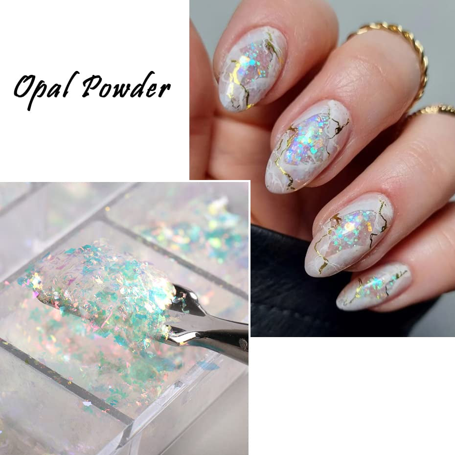 JMEOWIO Třpytky na nehty 12 mřížek Aurora Nail Art dekorace doplňky design nehtů