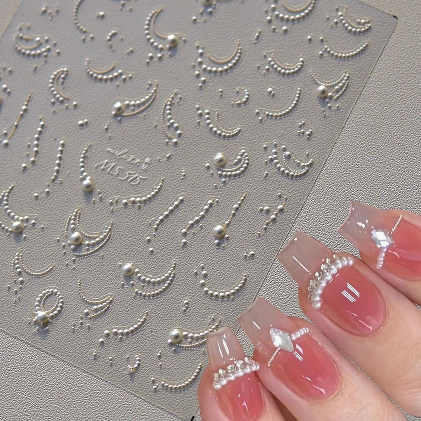 JMEOWIO 3D Nálepka na nehty Perlenlinie Nálepka na nehty Selbstklebend Nagelaufkleber 5D Stereoskopická dekorace Nageldesign Zubehör 1 Blatt