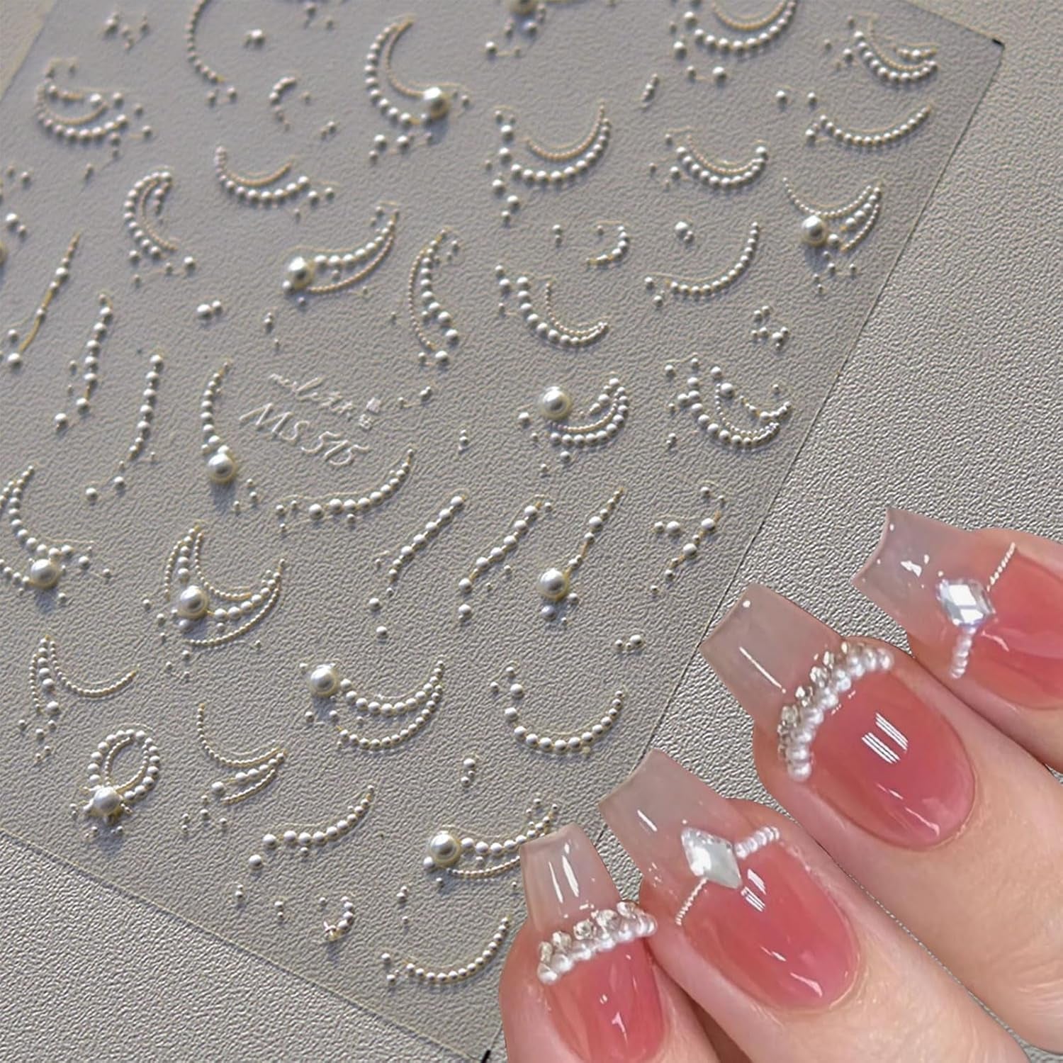 JMEOWIO 3D Nálepka na nehty Perlenlinie Nálepka na nehty Selbstklebend Nagelaufkleber 5D Stereoskopická dekorace Nageldesign Zubehör 1 Blatt