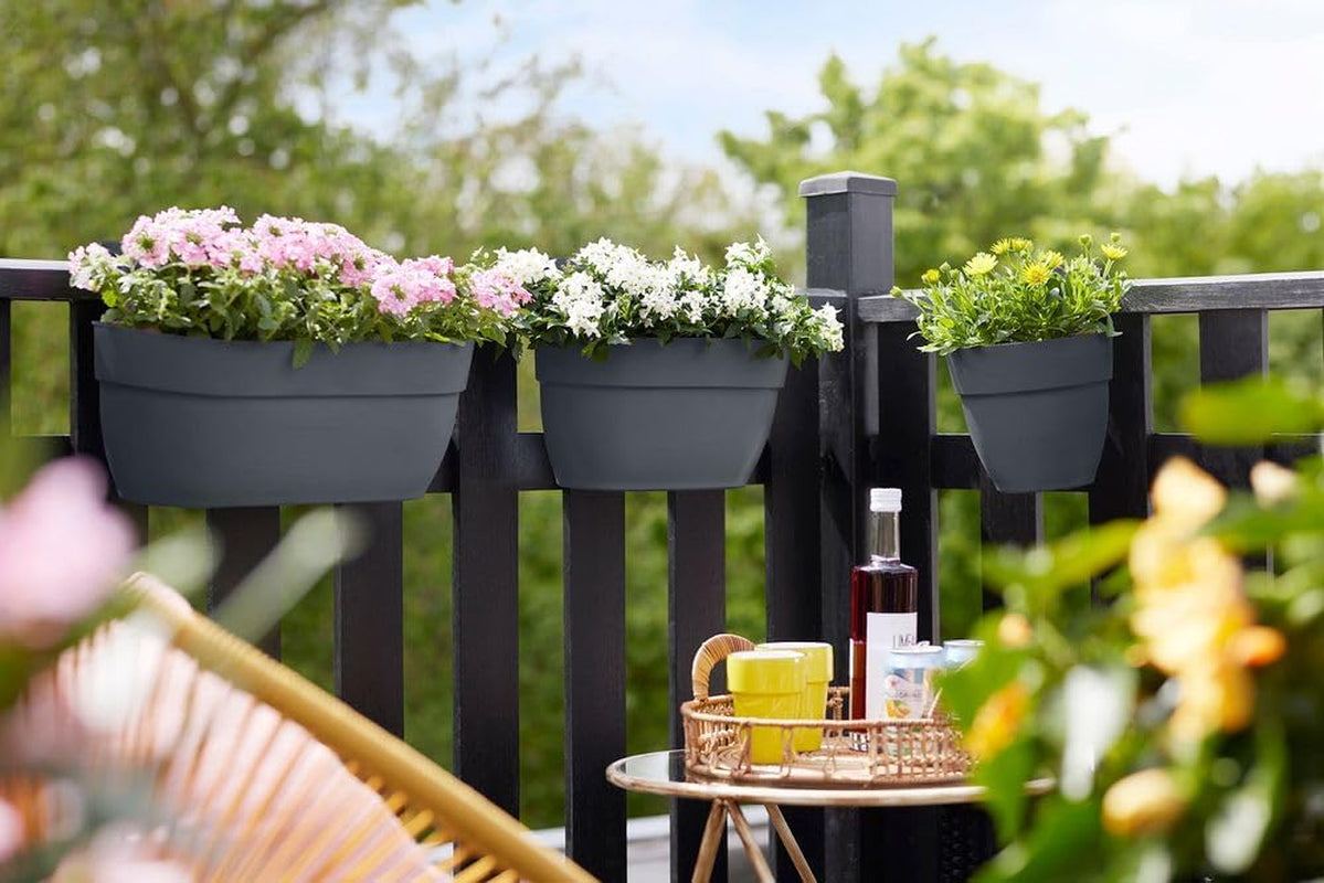 elho Vibia Campana Easy Hanger M 36 - Květináč na balkon i ven - Ø 36,0 x V 26,5 cm - Černá/Antracit