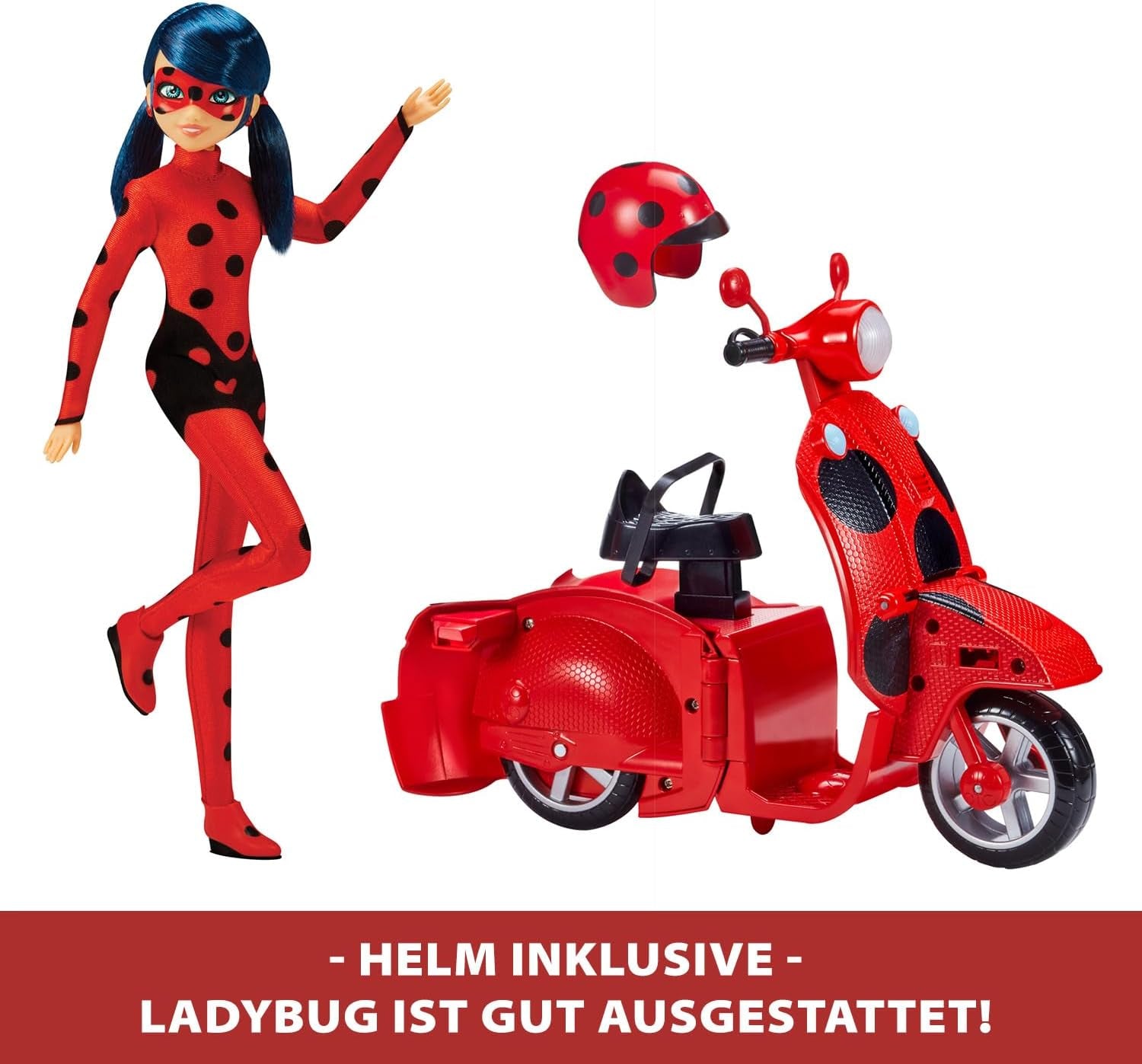 Bandai - Miraculous Ladybug - Miraculous Switch'n Go Scooter + 26 cm Ladybug Lucky Charm Articulated Doll - P50668
