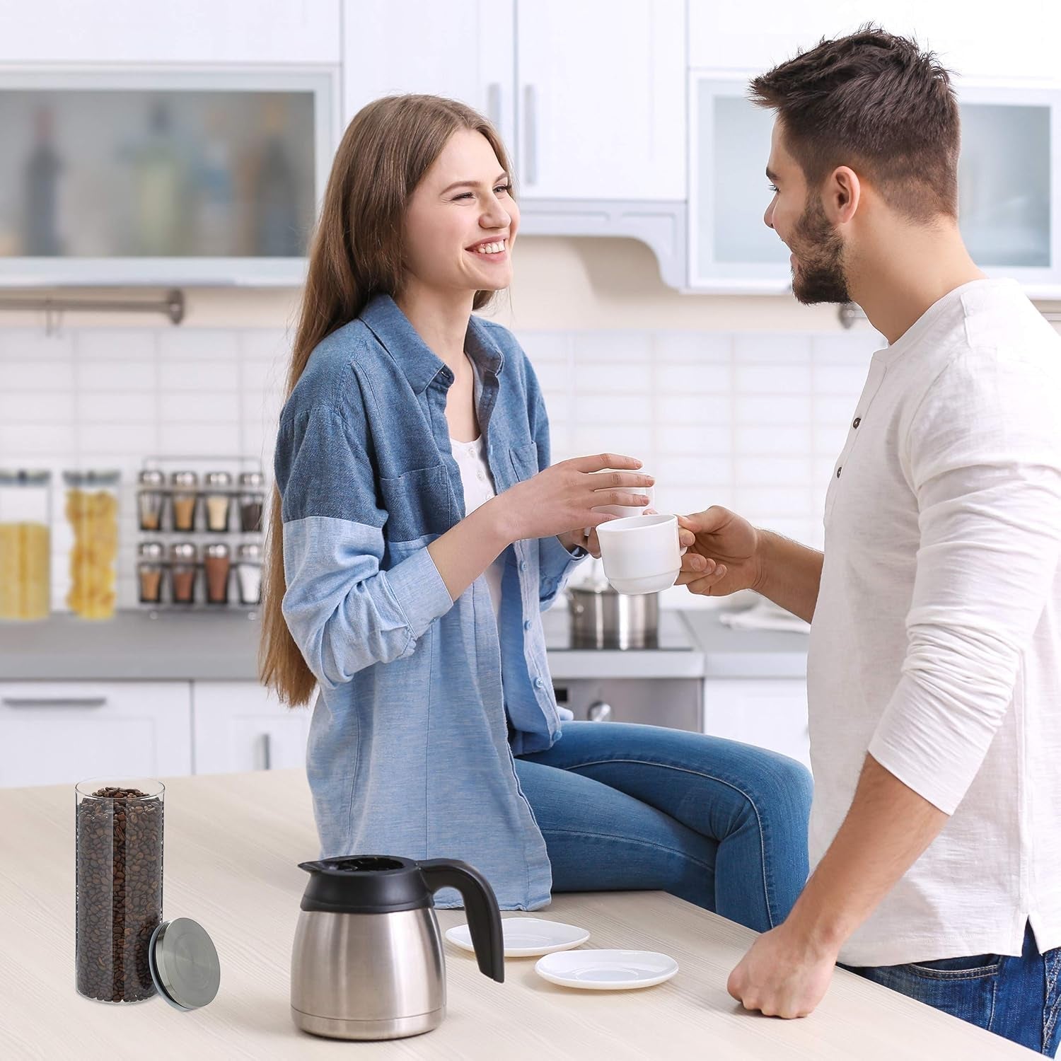 Sada 3 ks dóz Relaxdays, uzavřené, nerezové víko, na těstoviny, müsli a rýži, 1,5litrová kuchyňská dóza, průhledná stříbrná, 24 x 9,5 x 9,5 cm, průhledné stříbrné dózy na potraviny Naty Shop