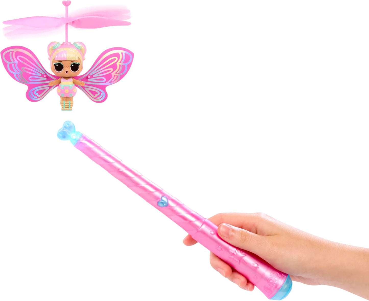 LOL Překvapení! Magic Flyers Fairies Tots – Flower Child – Obsahuje 1 panenku a 1 kouzelnou hůlku v balení ve tvaru květiny, 2 ke sbírání, Rose