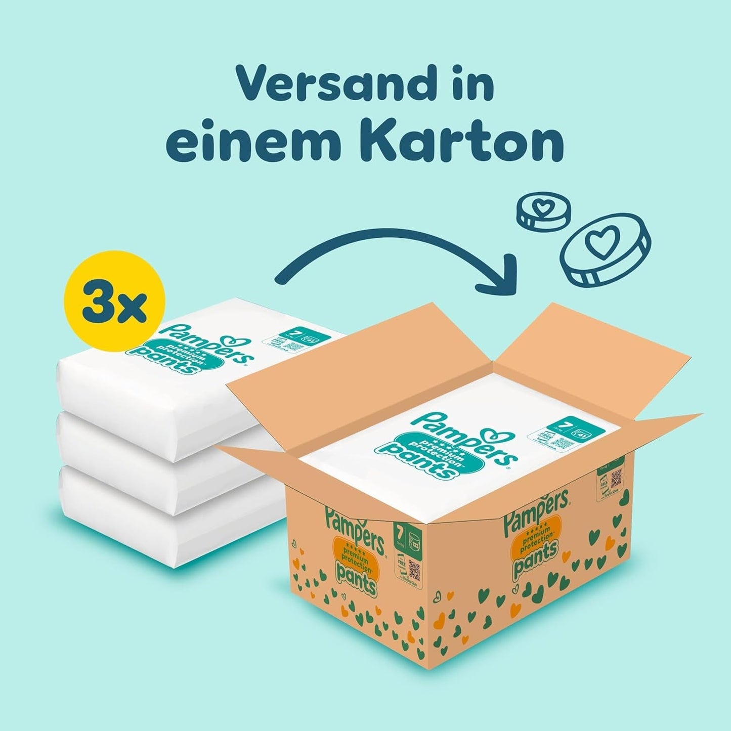 Pampers Premium Protection Pants Velikost 7, 123 Plenky, 15 kg+, s 360° nastavením a měkkými manžetami proti protečení pro optimální pohodlí a ochranu