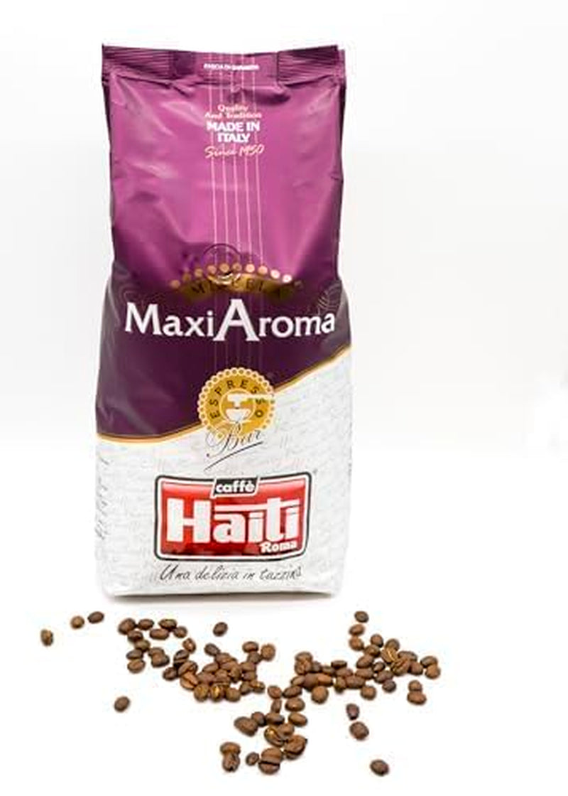 Káva Caffè Haiti Roma Maxi Aroma v 1 kg balení. Vyvážená směs, řemeslně pečená, vyrobená v Itálii.